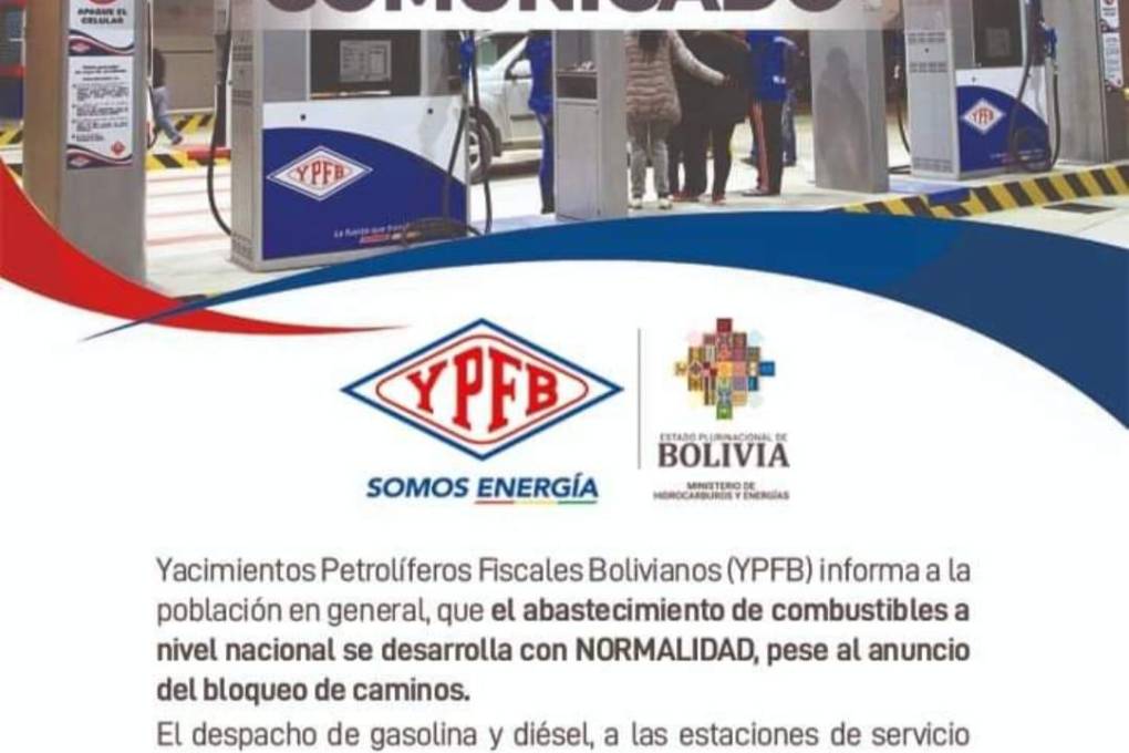 El comunicado de YPFB.