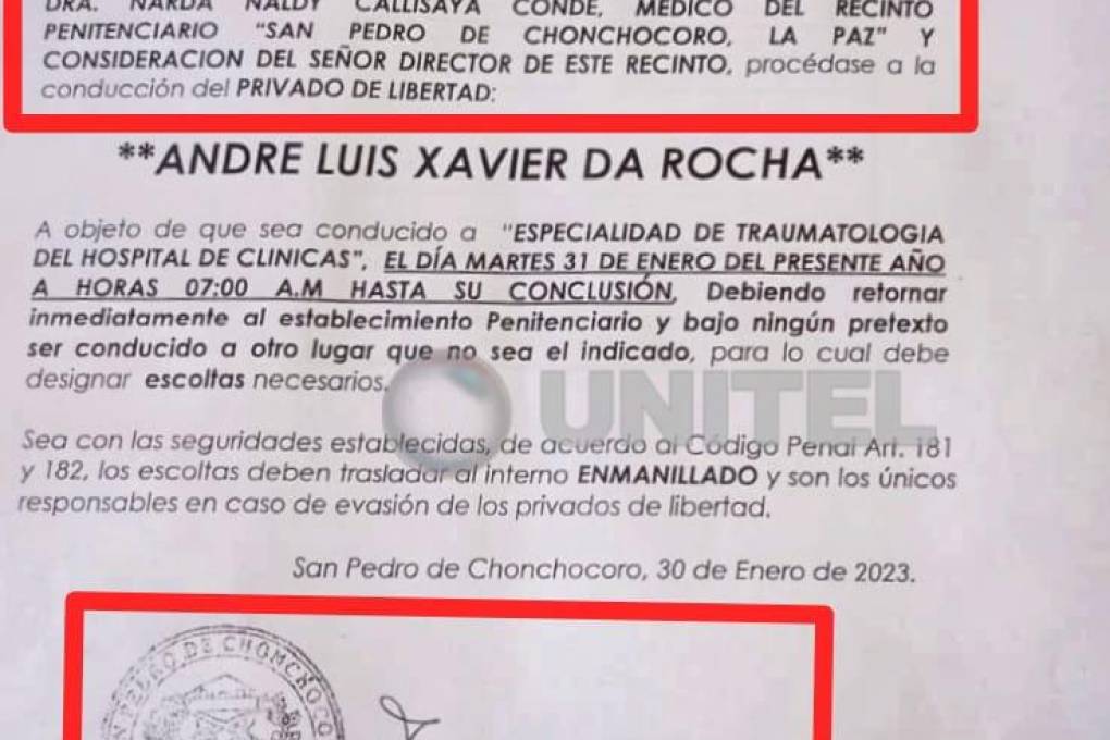 El permiso de salida médica del reo brasileño.