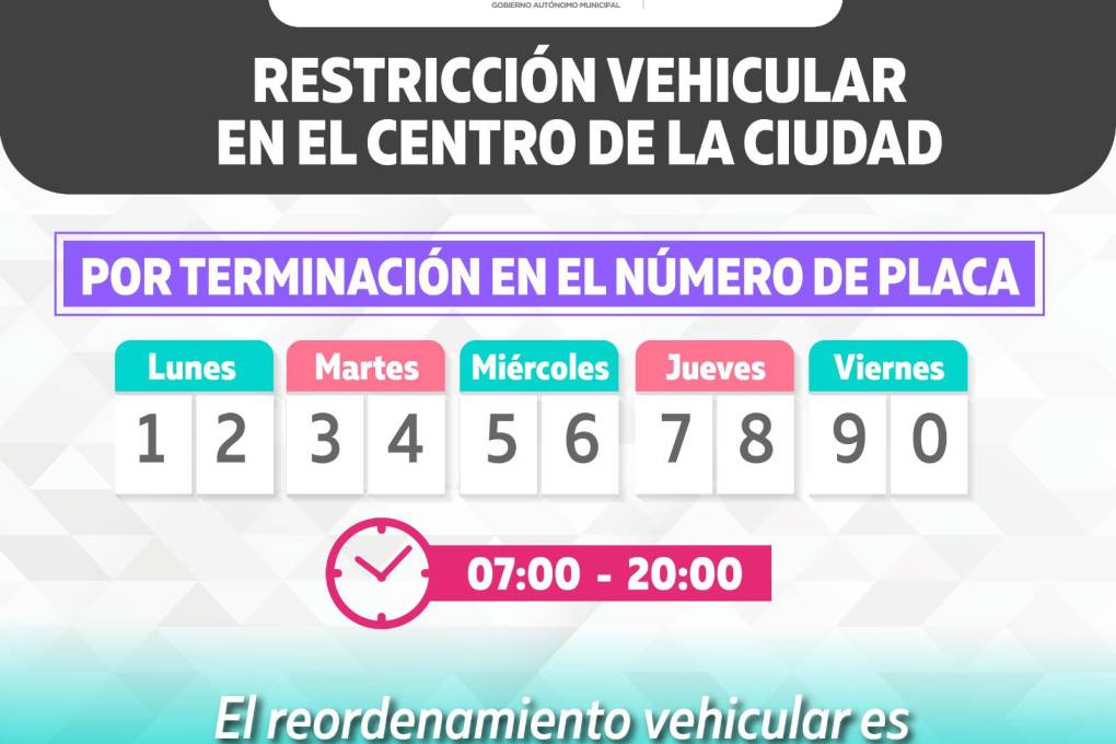Restricción vehicular en La Paz.