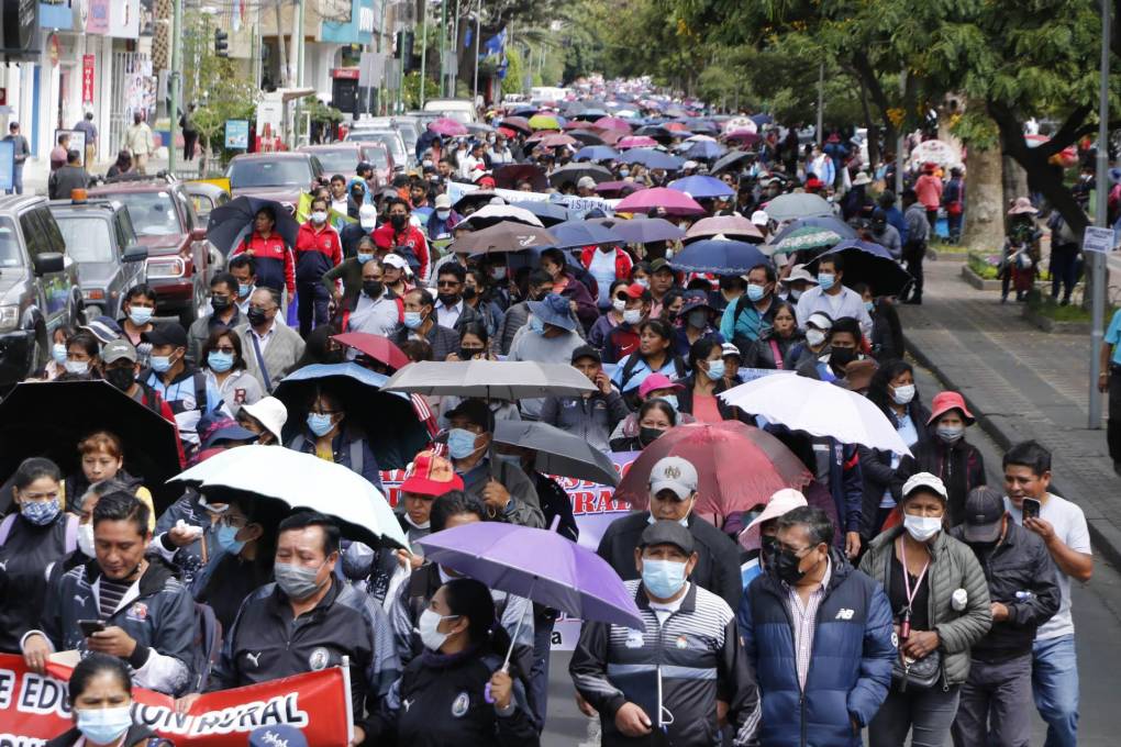 Marcha de maestros de Cochabamba del pasado 27 de enero.