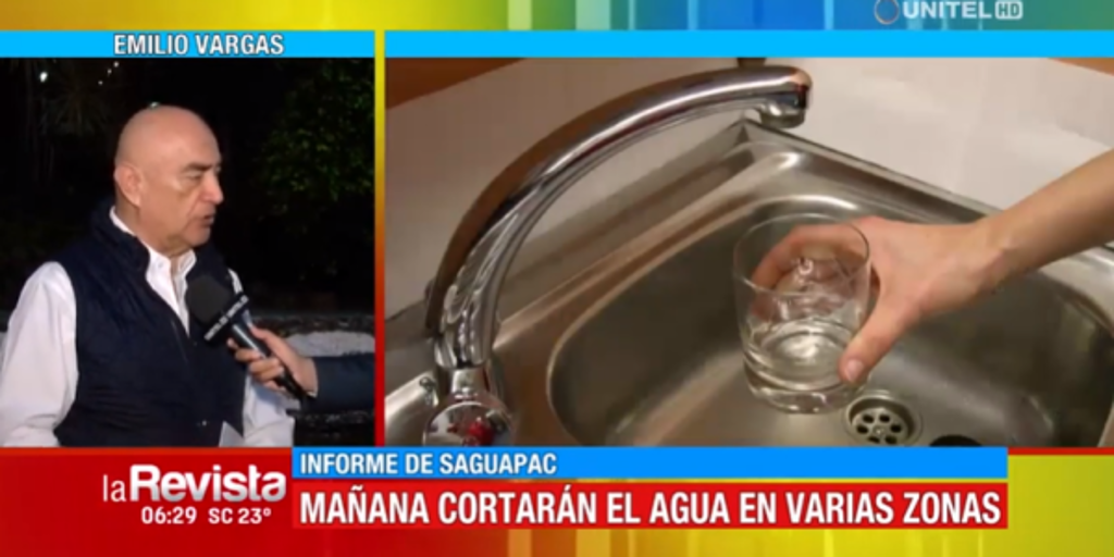 Informe de Saguapac: Mañana cortarán el agua en varias zonas de la ciudad