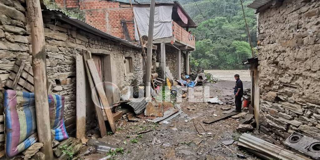 Las casas afectadas en la comunidad yungueña de El Choro