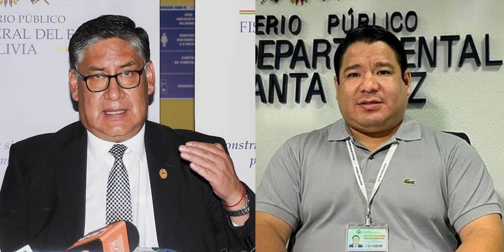 El fiscal general, Juan Lanchipa (izq.) y el fiscal departamental de Santa Cruz, Roger Mariaca