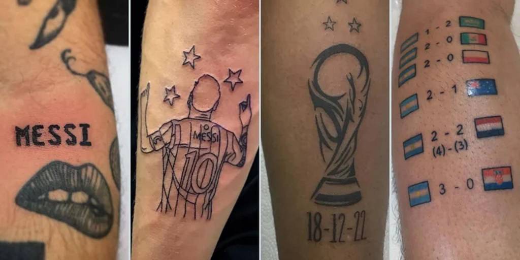 Algunos de los tatuajes después de que Argentina lograra la copa del mundo
