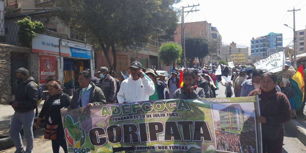 Cocaleros de Adepcoca marchan a plaza Murillo y la Policía establece anillos de seguridad