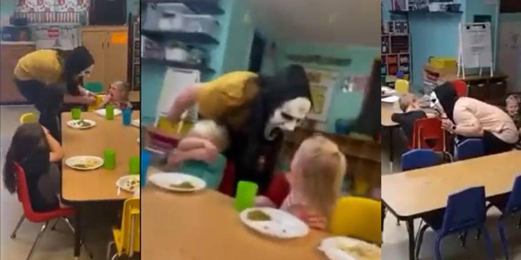 Profesores asustan a niños con máscaras de terror