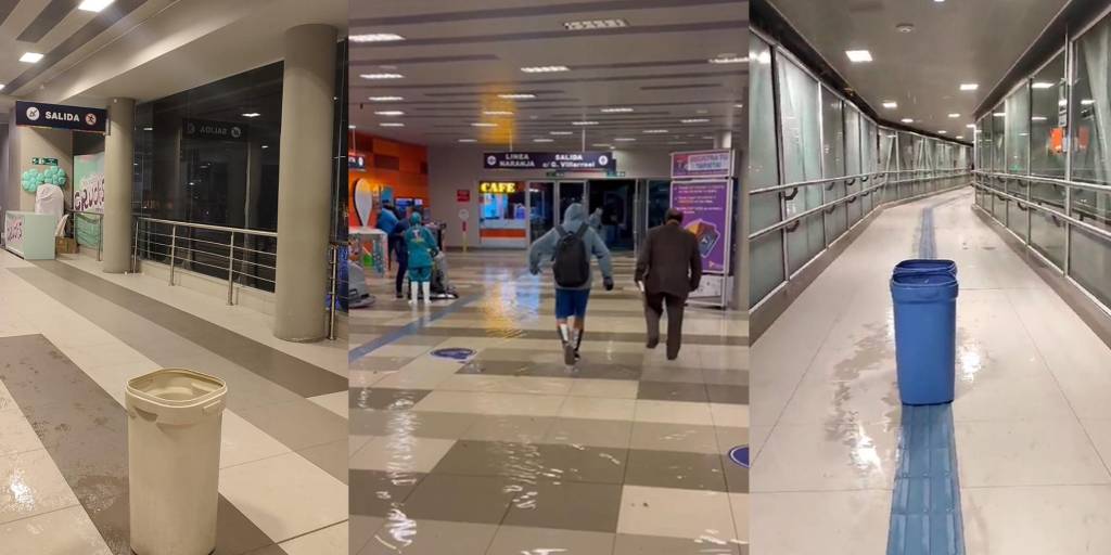 Inundación, aparatosas caídas y goteras en estaciones del Teleférico tras intensas lluvias