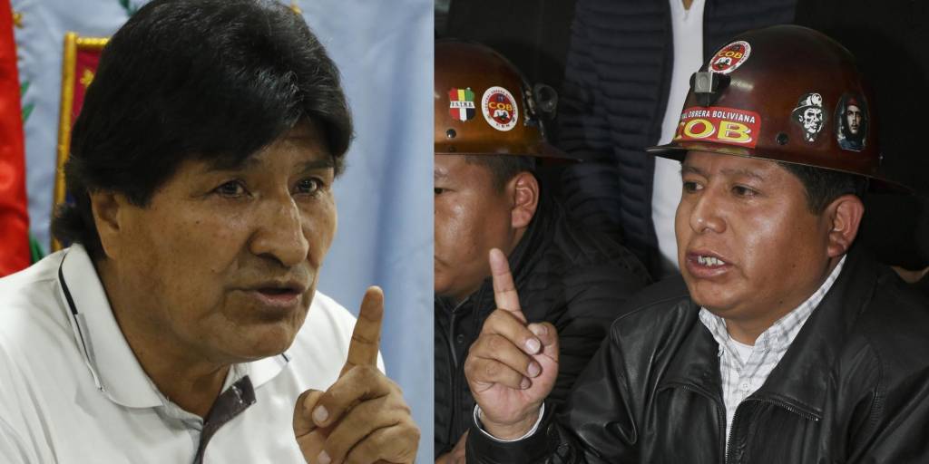 Evo Morales (iz) y Juan Carlos Huarachi (dr) tienen un cruce de acusaciones