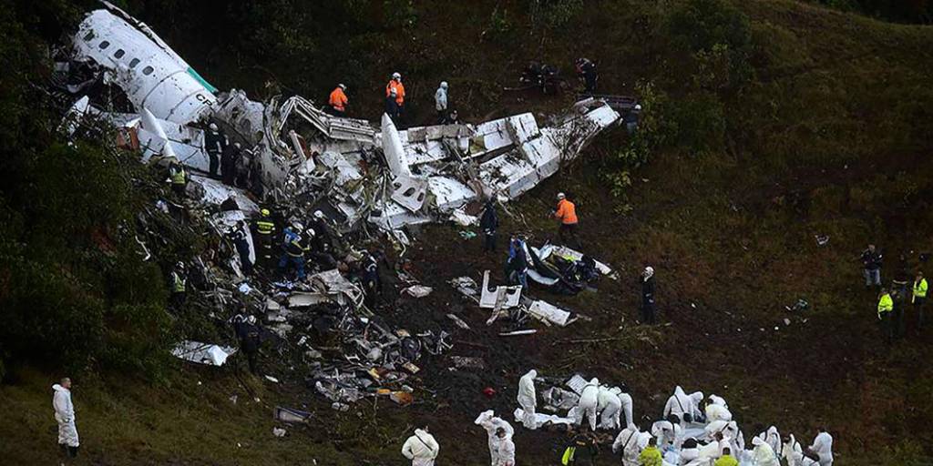 Avión de Lamia tras el accidente