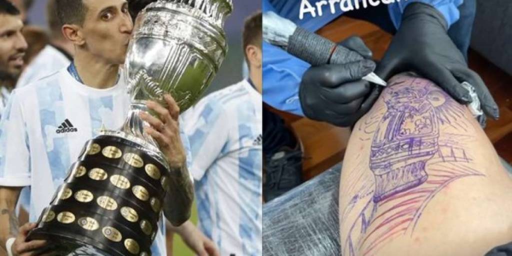 Di María se tatuó la Copa América en la pierna. Foto: Internet