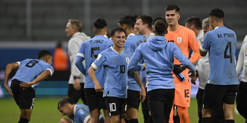 Festejo de los jugadores uruguayos