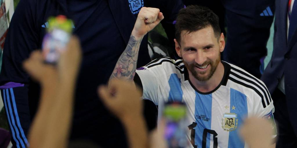 Messi celebrando el triunfo ante México.