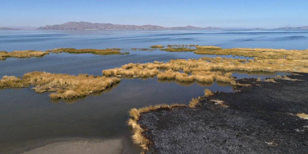 Sequía en el lago Titicaca