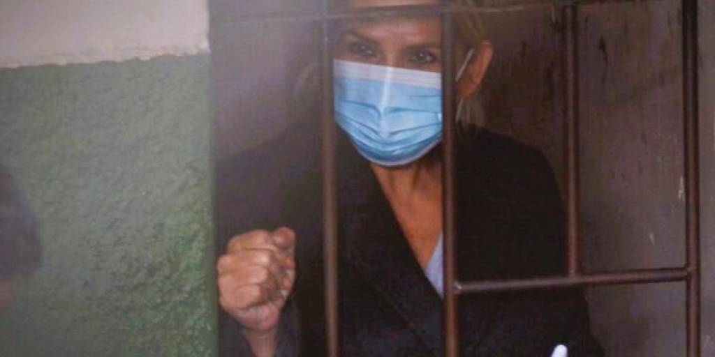 La expresidenta Jeanine Añez en celdas de la FELCC de La Paz.