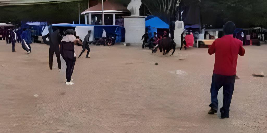 Una escena de la corrida de toros en Caquiaviri.