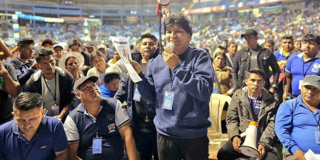 Evo Morales durante el congreso de los cocaleros