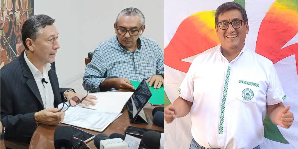 La junta electoral (izq.) evalúa la documentación de Vargas (der.)