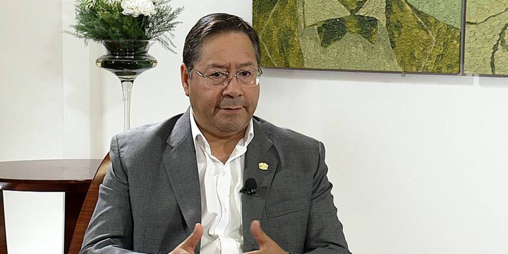 El presidente Luis Arce en entrevista en la Casa Grande del Pueblo