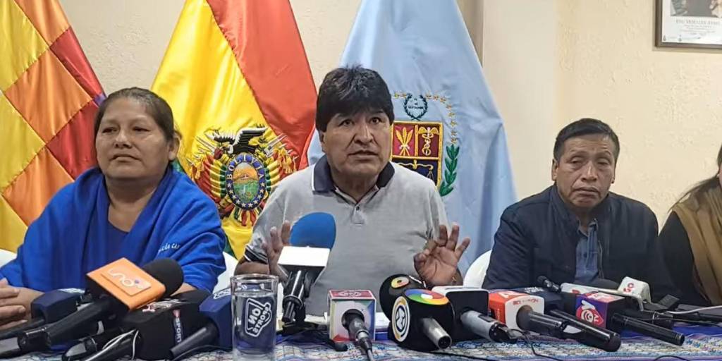 Evo Morales durante conferencia de prensa.