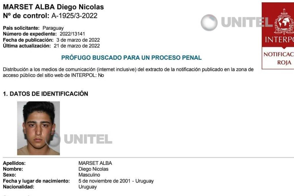 La notificación de búsqueda para el hermano Marset.