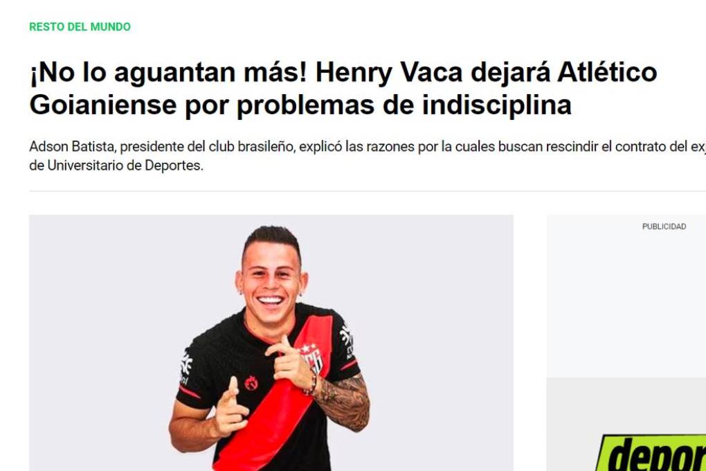 Henry Vaca, en su salida del Atlético Goianiense 
