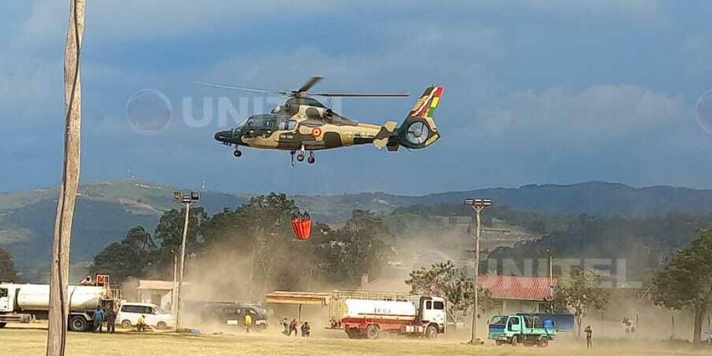 Pasada las 16:00 el helicóptero llegó a la zona de El Fuerte de Samaipata