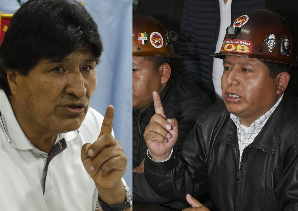 Evo Morales (iz) y Juan Carlos Huarachi (dr) tienen un cruce de acusaciones