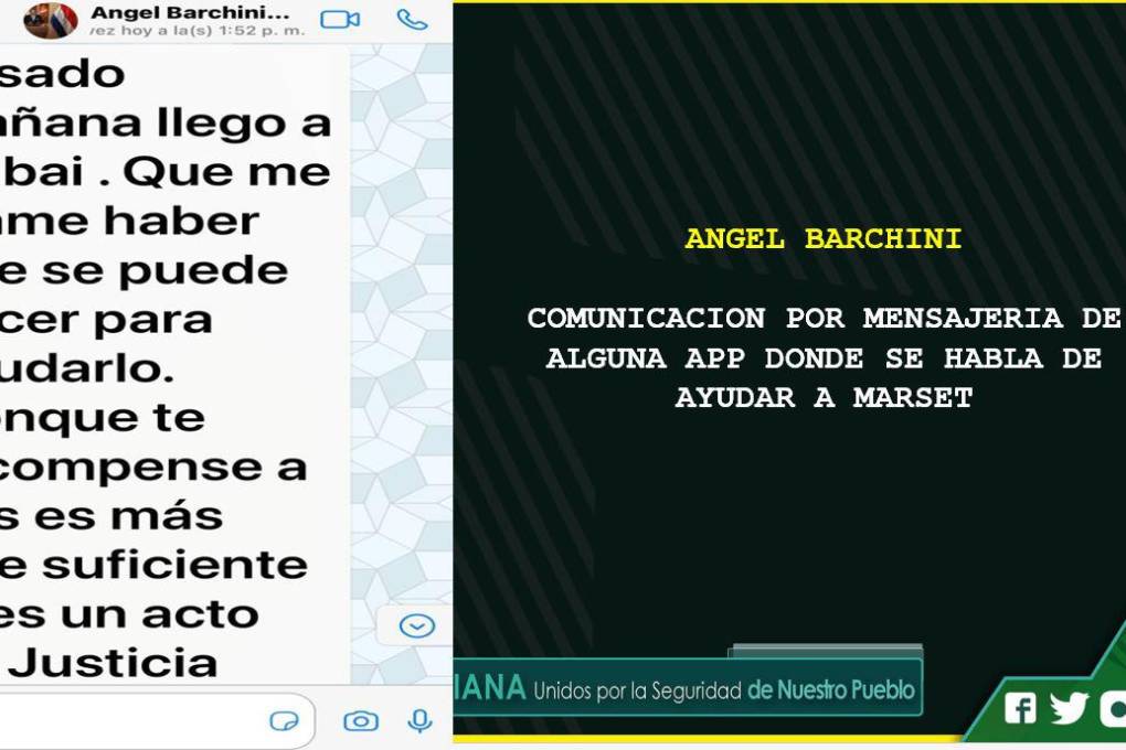 El mensaje presuntamente enviado por Barchini fue presentado por la Policía de Bolivia.
