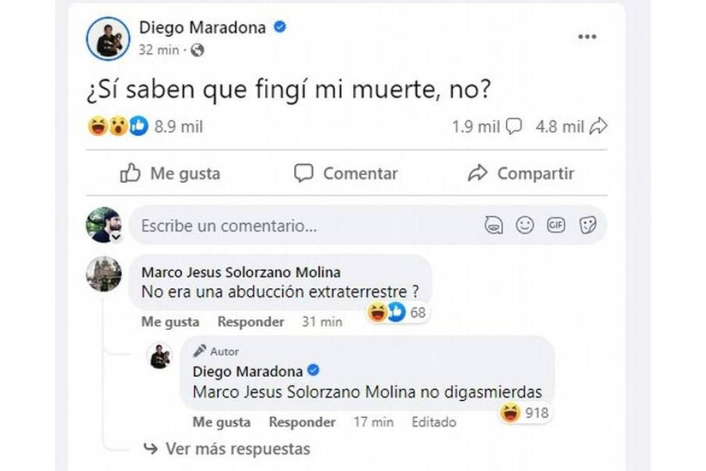 Hackearon la cuenta de Diego Maradona y publicaron extraños mensajes