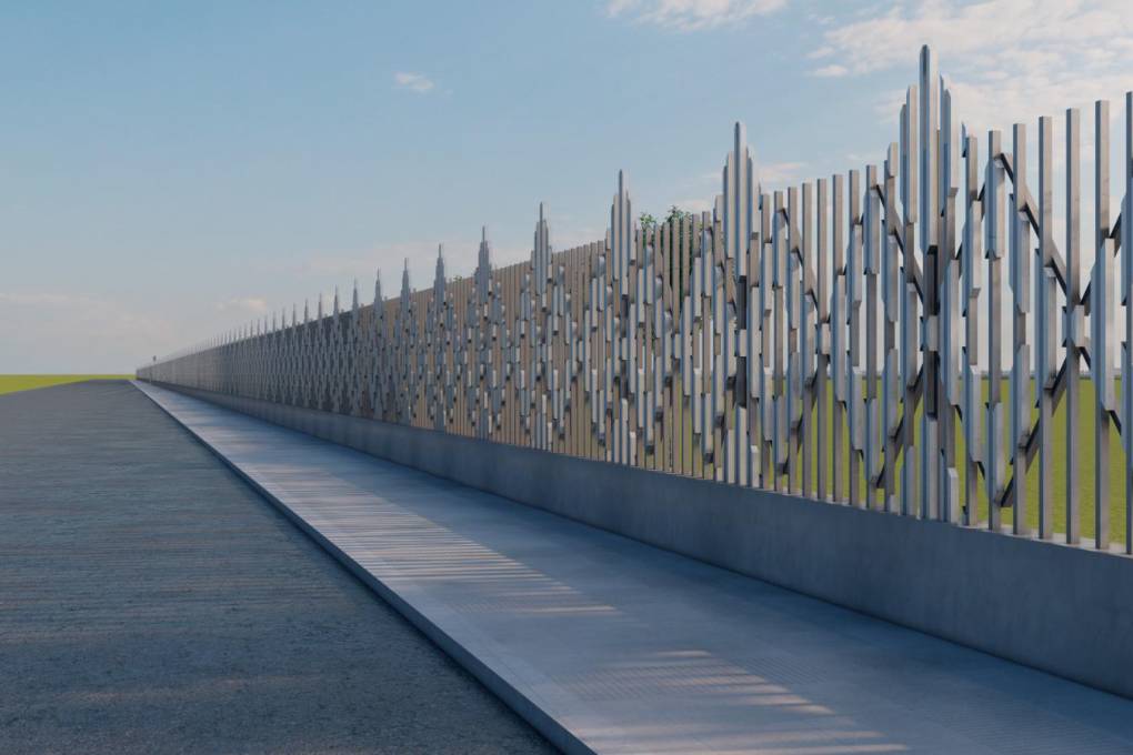 El nuevo muro metálico que se instalará en el cementerio de Mercedario.