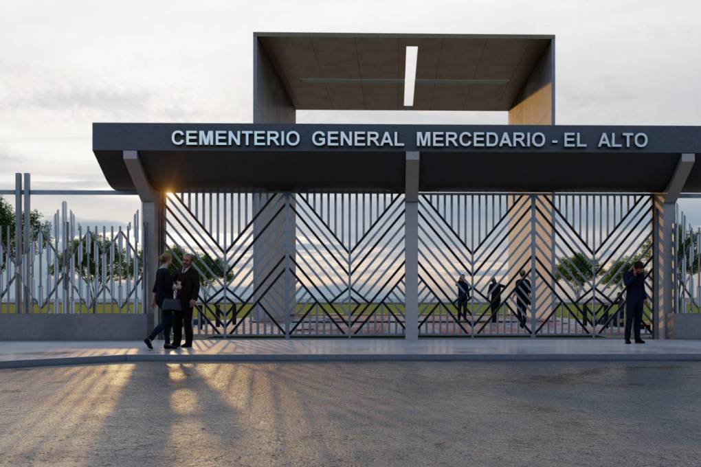 El nuevo portón del cementerio de Mercedario.