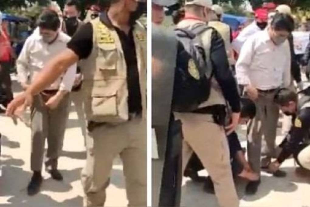 Un policía le amarró los zapatos al presidente de Perú; hay críticas