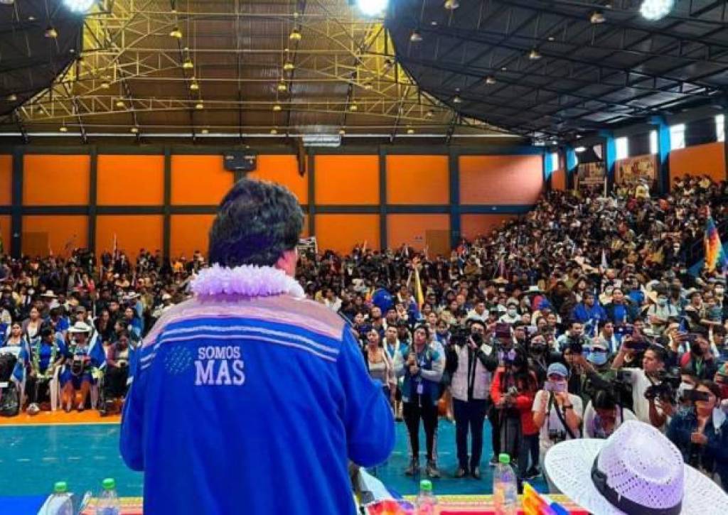 Evo Morales en uno de los congresos del MAS