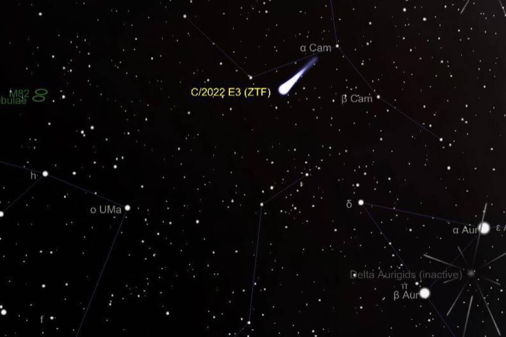 Trayectoria del cometa ZTF la madrugada de este 2 de febrero