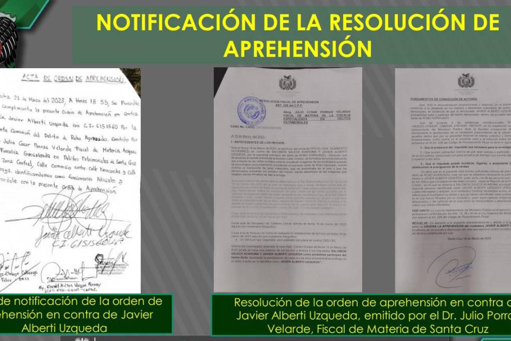 Los documentos sobre la aprehensión contra el policía Alberti.