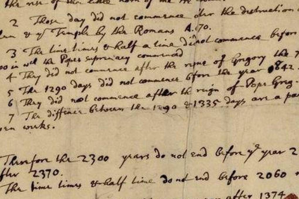 Manuscrito de Isaac Newton sobre el fin del mundo