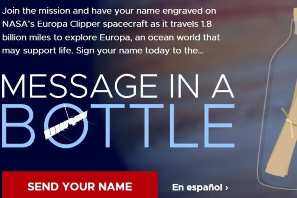 ”Mensaje en una botella” es una iniciativa de la NASA para enviar nombres al espacio