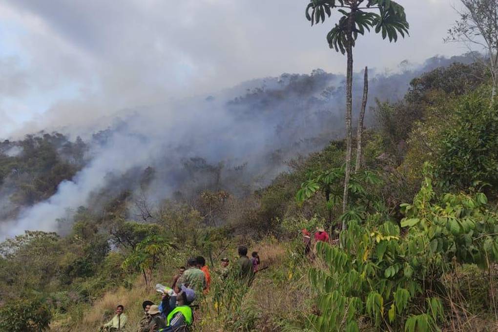 Comunarios realizan trabajos de sofocación 
