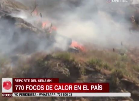 Senamhi reportó 770 focos de calor en Bolivia hasta el pasado viernes