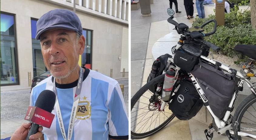 Miguel Silio viajó desde España a Qatar en bicicleta.